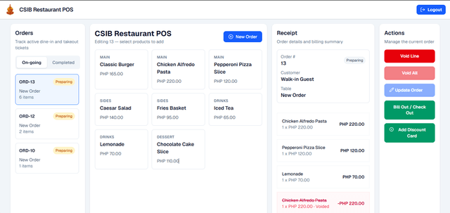 CSIB Restaurant POS